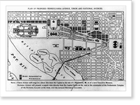 Plan of proposed Pennsylvania Avenue, Union and National Avenues Classic, Historic Reproduction