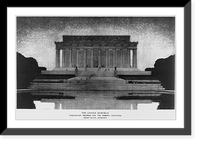 Historic Framed Print, The Lincoln Memorial. Preliminary drawing for the present structure. Henry Bacon, architect,  17-7/8" x 21-7/8"