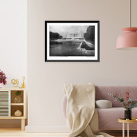 Historic Framed Print, Perspective from lagoon, Lincoln Memorial, Washington. Henry Bacon, architect,  17-7/8" x 21-7/8"