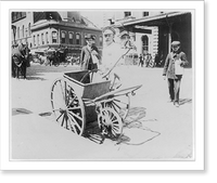 Historic Framed Print, [New York City]: Street sweeper and handcart,  17-7/8" x 21-7/8"