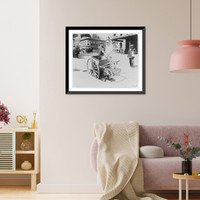 Historic Framed Print, [New York City]: Street sweeper and handcart,  17-7/8" x 21-7/8"