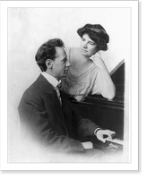 Ossip Gabrilowitsch, 1878-1936, half-length portrait, seated at piano, right profile, with wife Clara Clemens, Vintage Poster