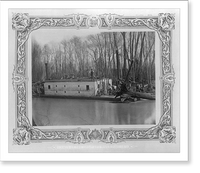 U.S. Army Corps of Engineers operation to remove obstacles from the Red River in Louisiana, 1873: Pl. 17 - crane boat at work removing dead tree Classic, Vintage Poster