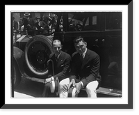 Jack Dempsey at his training camp, June 1921: seated with man on auto running board, Antique Print