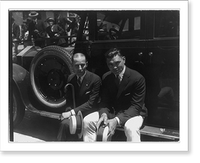Jack Dempsey at his training camp, June 1921: seated with man on auto running board, Antique Print
