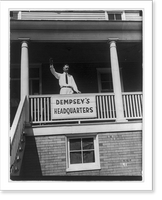 Jack Dempsey at his training camp, June 1921: manager (?) waving from porch of camp, Antique Poster