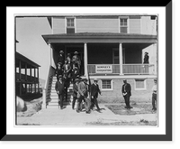 Jack Dempsey at his training camp, June 1921: group of men leaving camp headquarters, Antique Print