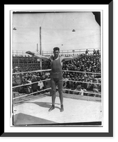 Jack Dempsey at his training camp, June 1921: standing in ring with arms spread wide, Antique Wall Art