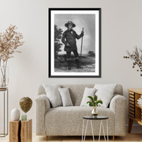 Historic Framed Print, [Daniel Webster, full-length portrait, standing, facing right, with walking stick],  17-7/8" x 21-7/8"