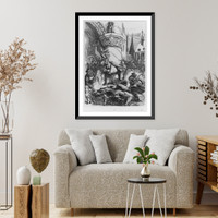 Historic Framed Print, [Illus. of king and witch; scene from Sleeping Beauty],  17-7/8" x 21-7/8"