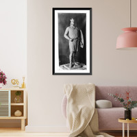 Historic Framed Print, [Leif Ericson, full-length statue, facing right, holding shield],  17-7/8" x 21-7/8"