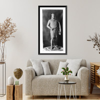 Historic Framed Print, [Leif Ericson, full-length statue, facing right, holding shield],  17-7/8" x 21-7/8"