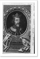 Alfred the Great, King, 849-901, head-and-shoulders portrait, in oval, facing right, Vintage Poster