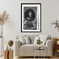 Alfred the Great, King, 849-901, head-and-shoulders portrait, in oval, facing right, Vintage Poster
