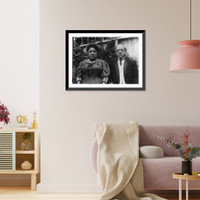 Historic Framed Print, [Samuel Gompers, 1850-1924, half-length portrait, standing, facing left, and wife Sophia Julian Gompers],  17-7/8" x 21-7/8"