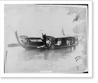 Two Chinese gondolas, one flying U.S. flag, Peking(?), China, Historic Reproduction