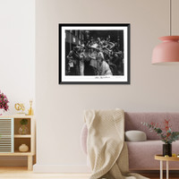 Men and women drinking and reveling in saloon, Vintage Print