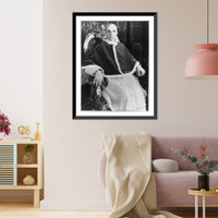 Pius XII, Pope, 1876-1958, three-quarter length portrait, seated in the Vatican throne room, facing right, Vintage Wall Art
