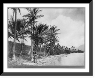 Historic Framed Print, [Male native in loincloth standing on shore, Puna, Hawaii],  17-7/8" x 21-7/8"