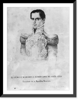 Antonio L&oacute;pez de Santa Anna, President of Mexico, 1794?-1876, half-length portrait, facing left, in uniform, Historic Print