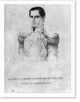 Antonio L&oacute;pez de Santa Anna, President of Mexico, 1794?-1876, half-length portrait, facing left, in uniform, Historic Print