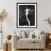 Hazel Forbes, full-length portrait, standing, facing left, nude, with cloth draped over part of her body, Vintage Print