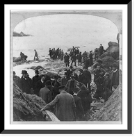 Niagara: Helping Mrs. Anna E. Taylor over the rocks below the falls, Historic Reproduction