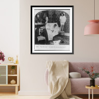 Historic Framed Print, [Amorous situation comedies involving domestics: woman frightened out of bed by mouse],  17-7/8" x 21-7/8"