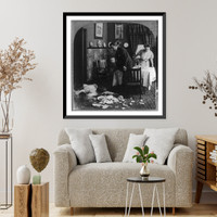 Historic Framed Print, [Amorous situation comedies involving domestics: maid having spilled tray of food],  17-7/8" x 21-7/8"