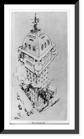 Historic Framed Print, [Entry in the Chicago Tribune Tower Competition: cartoon by Gaar Williams (pl. 169)],  17-7/8" x 21-7/8"