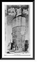 Historic Framed Print, [Entry in the Chicago Tribune Tower Competition: cartoon by Frank King (pl. 168)],  17-7/8" x 21-7/8"