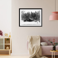 Historic Framed Print, Loggers Camp on Mud Pond,  17-7/8" x 21-7/8"