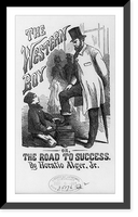Title page of The Western Boy, or, The Road to Success, by Horatio Alger, Jr.; illus. of boy shining man's shoes, Antique Poster