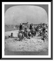 Historic Framed Print, Bathers, Lake Michigan, Chicago,  17-7/8" x 21-7/8"