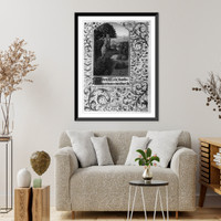 Historic Framed Print, [Medieval illuminated manuscripts: Skeletons with spears, one riding bull; threatening army (f. 114r)],  17-7/8" x 21-7/8"