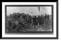 Large group of Russian farmwomen meeting in field with Soviet officials Classic, Historic Print