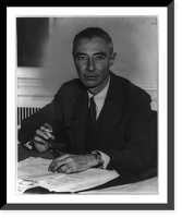 Historic Framed Print, [J. Robert Oppenheimer, 1904-1967, half-length portrait, seated at desk, facing left],  17-7/8" x 21-7/8"