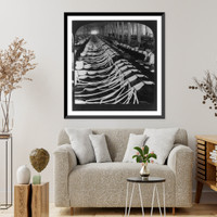 Historic Framed Print, [Drawing frames - five strands are drawn into one, White Oak Mills, Greensboro, N.C.],  17-7/8" x 21-7/8"