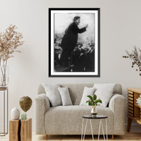 Robert Marion LaFollette, 1855-1925, full-length portrait, standing, right profile, making speech in 1924 Presidential campaign, with fist raised Classic, Vintage Print
