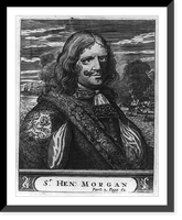 Henry Morgan, 1635?-1688; head and shoulders; naval battle in background Classic, Antique Poster