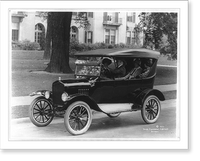 Historic Framed Print, Quarter front view of Ford touring car,  17-7/8" x 21-7/8"