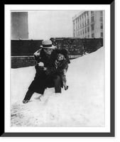 Snow time is playtime for Lew Kosloff and Peggy Leaf Lew Kosloff washing Miss Leaf's face with snow, Chicago, Ill, Vintage Poster