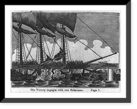Historic Framed Print, [The Victory engages with two small Salle-men],  17-7/8" x 21-7/8"