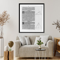 Geometric diagrams in margins of text of first printed edition of Euclid's Elements, which they illus.: 2 diagrams of text (page headed II")", Antique Wall Art