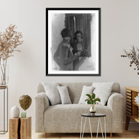 Historic Framed Print, [Nancy Cunard, looking at mirror, 1925],  17-7/8" x 21-7/8"