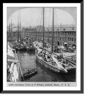 Historic Framed Print, Bird's-eye view of T Wharf, Boston, Mass.,  17-7/8" x 21-7/8"