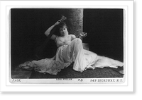 Loie Fuller, full length, seated, facing front; holding cigarette and stringed musical instrument, Antique Wall Art