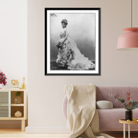 Historic Framed Print, [Ethel Barrymore, 1879-1959, full length, standing, facing slightly left; in flowered gown],  17-7/8" x 21-7/8"