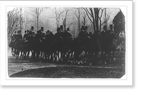 Large group of top-hatted men and women on horseback Classic, Antique Print