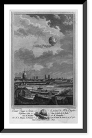 1st human balloon ascension; balloon with Pilatre de Rozier and Marquis d'Arlandes above Paris. Nov. 1783, Vintage Poster